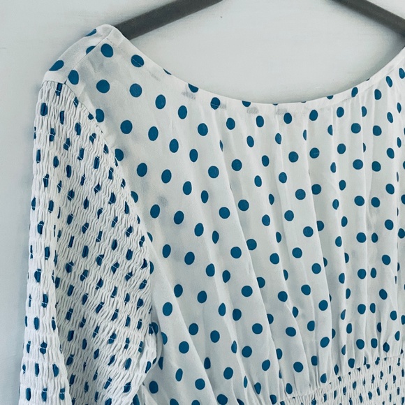 Free People Polka Dot Milkmaid Crop Top Small Cottagecore Boho Peasant Fairy - Picture 7 of 12